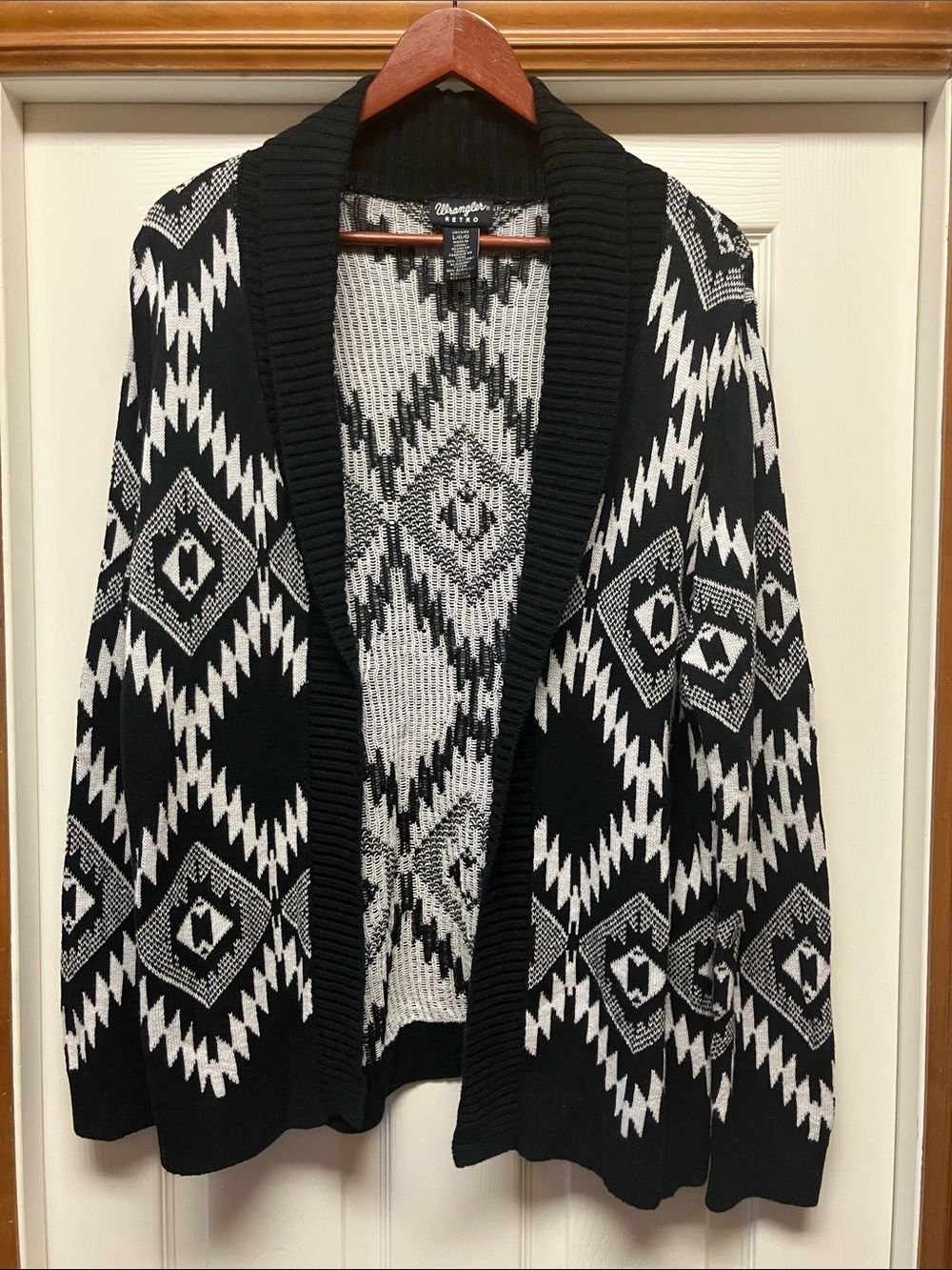 Wrangler Black & White Southwestern Open Cardigan